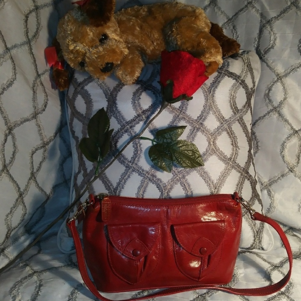 M. London Candy Apple Red Leather Handbag Purse